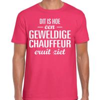Cadeau T-shirt heren - roze - dit is hoe een geweldige chauffeur eruit ziet - beroep
