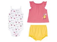 lupilu Baby meisjes zomerset 3-delig, van zuiver biologisch katoen (roze/wit/geel, 62/68)