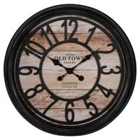 Ostaria Wandklok/muur klok - old town - London - D50 cm - hout - naturel - keuken/kamer