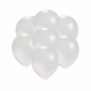Zak met 25 kleine metallic witte helium ballonnen
