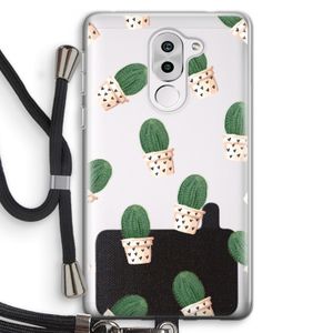 Cactusprint roze: Honor 6X Transparant Hoesje met koord