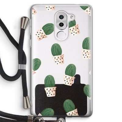 Cactusprint roze: Honor 6X Transparant Hoesje met koord