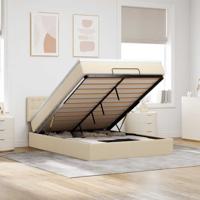 Bed met matras 140x200 cm stof crèmekleurig