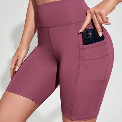 Sport Studio High Waist Biker Shorts with Phone Pocket - Black Mauve Purple / XL