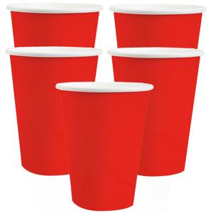 Santex feest/verjaardag bekertjes - 20x stuks - karton - rood - 270 ml