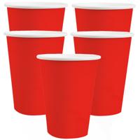 Santex feest/verjaardag bekertjes - 20x stuks - karton - rood - 270 ml
