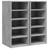 The Living Store Schoenenkast Betongrijs - 31.5 x 35 x 70 cm - Duurzaam en stevig - 5 vakken - Montage vereist