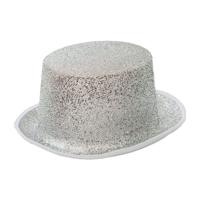 Verkleed hoed - glitter zilver - volwassenen - carnaval - kleuren thema - feestkleding accessoires