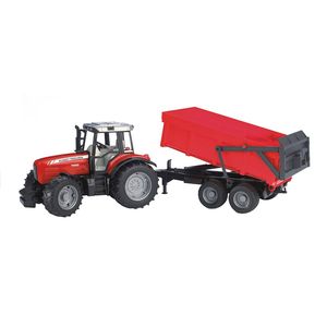 Bruder M.F. tractor rood met aanhanger