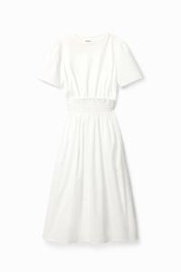 Gecombineerde effen midi-jurk - WHITE - L