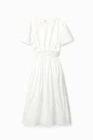 Gecombineerde effen midi-jurk - WHITE - M