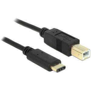 Delock USB-kabel USB 2.0 USB-B stekker, USB-C stekker 2 m Zwart 83330