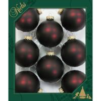 Krebs Kerstballen - 8x - 7 cm - donkerrood - glas - kerstboomversiering
