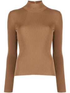 Michael Kors Collection pull en maille nervurée à fermeture zippée - Marron