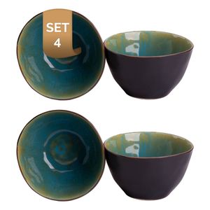 Palmer Schaal Lotus 15 cm 1 l Turquoise Stoneware 4 stuks