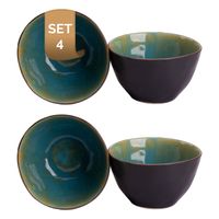 Palmer Schaal Lotus 15 cm 1 l Turquoise Stoneware 4 stuks - thumbnail