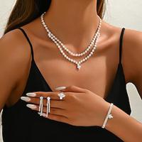 Bruidssieradensets 4 Gesimuleerde diamant 1 Ketting 1 Armband 1 Ring Oorbellen Dames Elegant Stijlvol Klassiek Schattig Klassiek Liefde Kostbaar Sieraden set Voor Bruiloft Lahja Dagelijks Lightinthebox - thumbnail