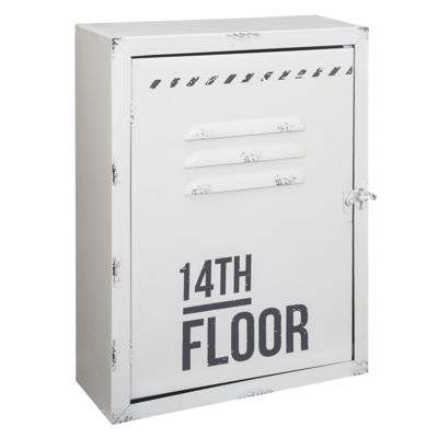 Atmosphera Sleutelkastje - metaal - wit - 23 x 9 x 30 cm - voor 6 sleutels