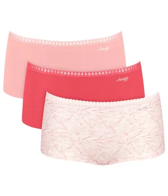 Sloggi 3-pack Crush Go dames boxershorts - Biologisch Katoenen dames onderbroeken - Multipack vrouwen ondergoed