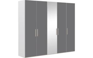 Goossens Kledingkast Easy Storage Ddk, Kledingkast 253 cm breed, 220 cm hoog, 4x glas draaideur en 1x spiegel draaideur midden