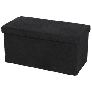 Poef XXL Square BOX - hocker - opbergbox - zwart - polyester/mdf - 76 x 38 x 38 cm - opvouwbaar