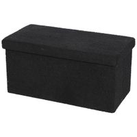 Poef XXL Square BOX - hocker - opbergbox - zwart - polyester/mdf - 76 x 38 x 38 cm - opvouwbaar