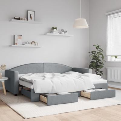 Slaapbank met onderschuifbed en lades 80x200 cm stof lichtgrijs