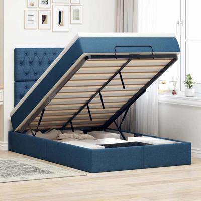 Ottoman bed met matras en LED's 120x200cm stof blauw