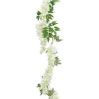 Chaks Blauweregen/wisteria - slinger - kunstbloemen - wit - 110 cm - kunstplanten