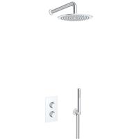 Fortifura Calvi Inbouw Regendoucheset - thermostatisch - wandarm - 30cm hoofddouche - staaf handdouche - gladde doucheslang - chroom SW496810/SW542643/SW706209/SW720552/SW720559/SW721