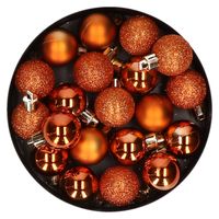 20x stuks kleine kunststof kerstballen oranje 3 cm mat/glans/glitter - Kerstbal - thumbnail