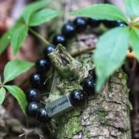 Zwarte Natuursteen Armband - Obsidiaan Kralen Groen & Grijs