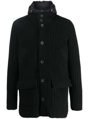 Herno veste zippée en maille à capuche - Noir
