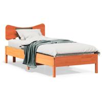 Bedframe zonder matras massief grenenhout wasbruin 90x200 cm
