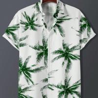 Bon&Bon Men's Tropical Plant Print Short Sleeve Boho Button Up Shirt Multicolor / S