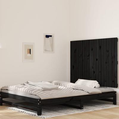 Wandhoofdbord 127,5x3x90 cm massief grenenhout zwart