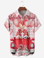 Valentine's Day Chest Pocket Short Sleeve Casual Shirt