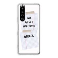 No Girls Allowed Unless: Sony Xperia 1 III Transparant Hoesje