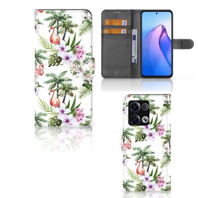 OPPO Reno8 Pro | Telefoonhoesje | Met pasjeshouder | Flamingo Palms