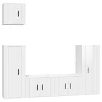 The Living Store Tv-meubel set - Klassiek - Hoogglans wit - 57x34.5x40 cm / 40x34.5x100 cm / 40x34.5x40 cm