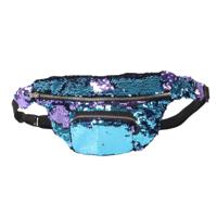 Pailletten taille tas dubbele kleur make-up tas zeemeermin portemonnees borst pack vrouwen meisje reizen mobiele telefoon tas (Mint blauw)