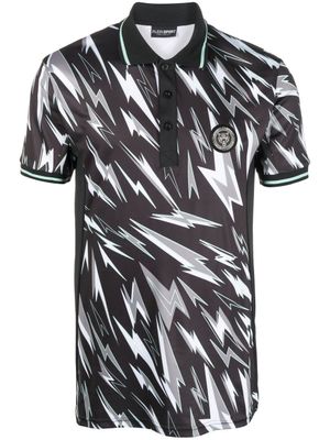 Plein Sport polo à imprimé graphique - Noir