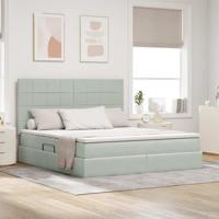 Opslag bed met matras Lichtgrijs 180 x 200 cm Fluweel