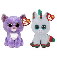 Ty - Knuffel - Beanie Boo's - Cassidy Cat & Christmas Unicorn - thumbnail