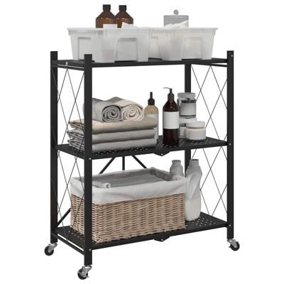 VidaXL Opbergrek op wielen 71x34x88 cm staal zwart