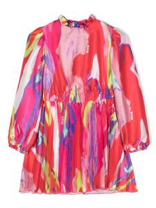 MSGM Kids robe volantée à imprimé graphique - Rose