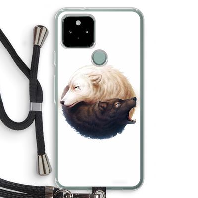 Yin Yang Wolves: Pixel 5 Transparant Hoesje met koord