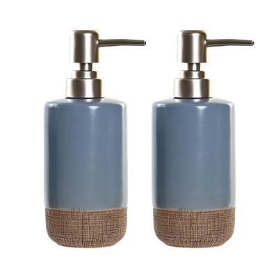 Items Zeeppompje/dispenser - 2x - polystone - korenblauw - 18 cm - lotionpompje - keuken/toilet/badk