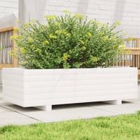 VidaXL Plantenbak 90x40x26,5 cm massief grenenhout wit