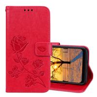 Rose reliëf horizontale Flip PU lederen draagtas voor Xiaomi Pocophone F1 met houder & kaartsleuven & portemonnee (rood)